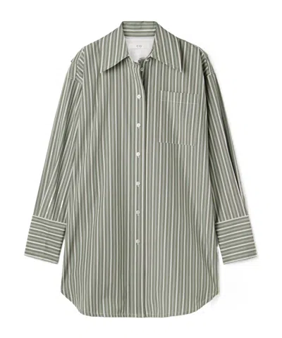 Co Oversized Striped Tton-poplin Shirt In Green