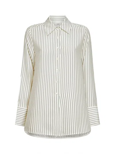 Co Striped Silk Shirt In White