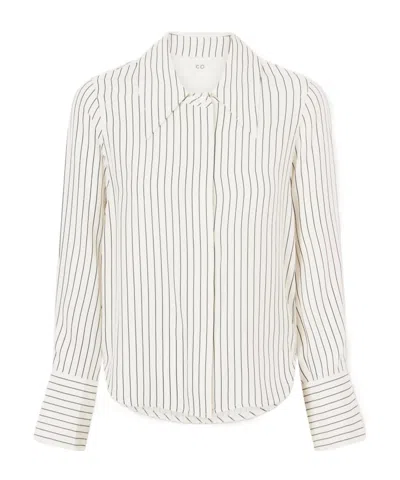Co Striped Silk-satin Shirt In Neutral