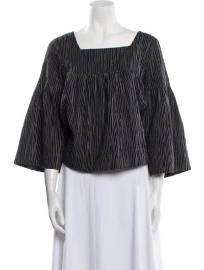 Pre-owned Co Striped Square Neckline Blouse In Black