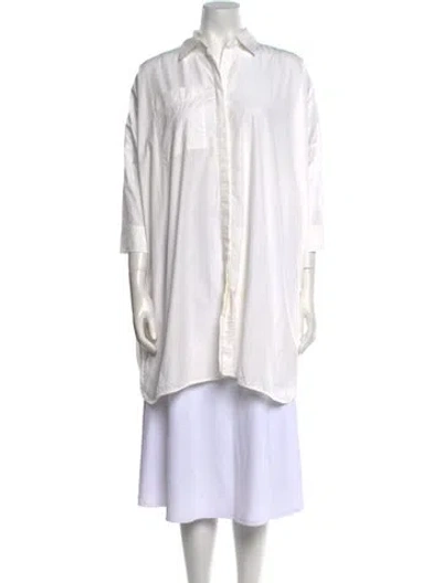 Pre-owned Co Striped Three-quarter Sleeve Tunic In White