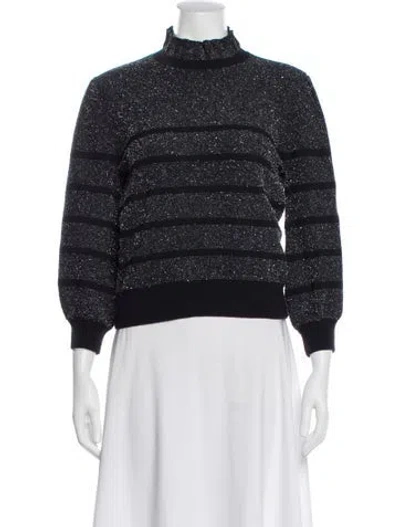 Pre-owned Co Striped Turtleneck Sweater In Blue