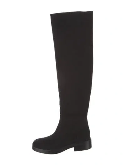 Pre-owned Co Suede Riding Boots In Black