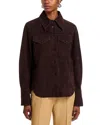 Co Suede Button-front Shirt In Brown