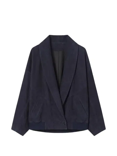 Co Suede Wrap Jacket In Blue