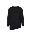 Co Asymmetric Dolman-sleeve Cashmere Knit Sweater In Black