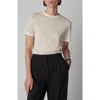 Co Short-sleeve Cashmere-silk Crewneck Sweater In Ivory