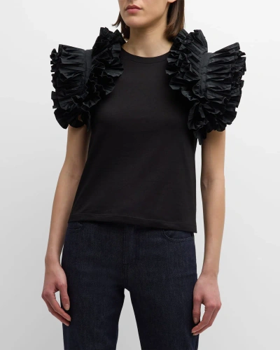 Co Ruffle T Shirt Black