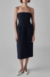 Co Tailored Bustier Dress In Navy