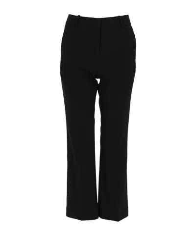Co Cropped Tailored Cigarette Pants With Flared Hem In Black