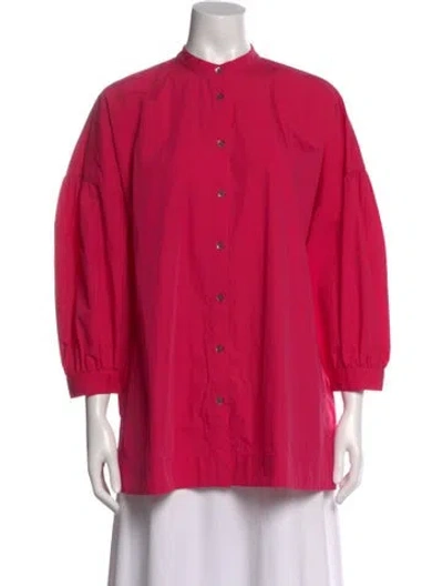 Pre-owned Co Three-quarter Sleeve Button-up Top In Pink