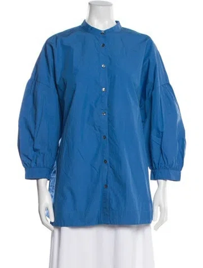 Pre-owned Co Three-quarter Sleeve Top In Blue