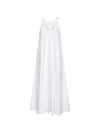 Co Sleeveless Gathered Maxi Shift Dress In White