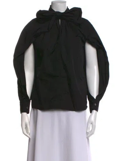 Pre-owned Co Tie Neck Long Sleeve Top In Black