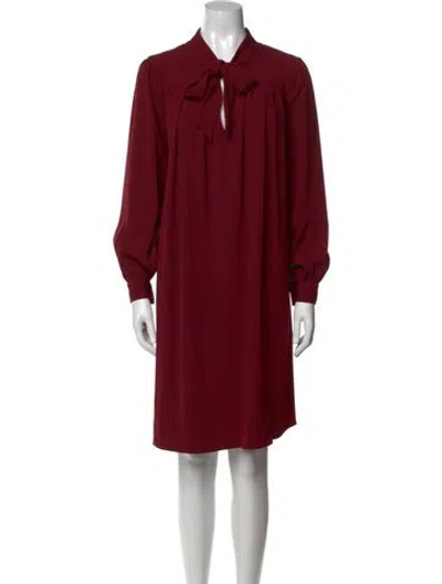Pre-owned Co Tie Neck Mini Dress In Burgundy
