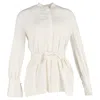 Co Tie-waist Blouse In Cream Silk In White