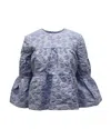 Co Tiered Seeksucker Swing Blouse In Blue Acrylic In Purple