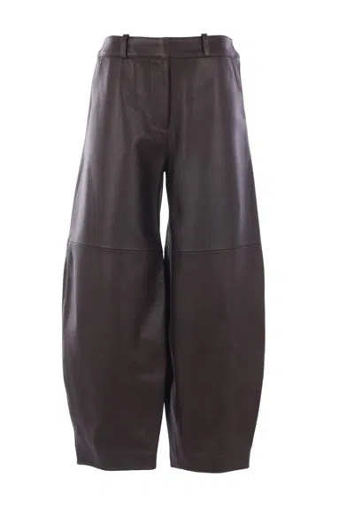 Co Balloon Leather Trousers In Brown