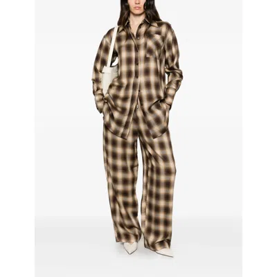 Co Plaid-check Drawstring-waist Trousers In Brown