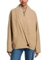 Co Tton Blend Wrap Jacket In Brown