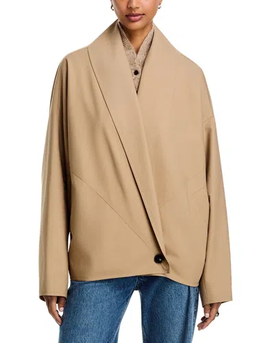 Co Tton Blend Wrap Jacket In Brown