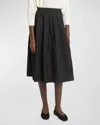 Co Wool-blend Twill Midi Skirt In Black