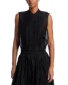 Co Sleeveless Pintuck Tuxedo Shirt In Black