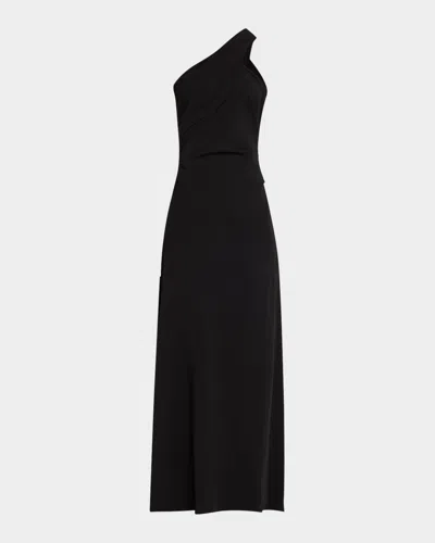 Co Twisted Knot One-shoulder Maxi Dress In Black