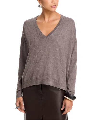 Co V Neck Cashmere Sweater In Brown