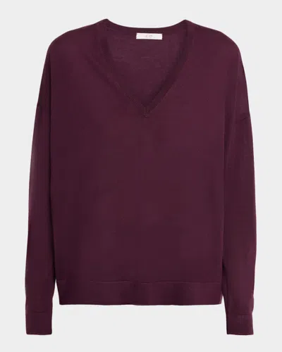 Co V-neck Loose-fit Cashmere Sweater In Burgundy