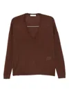 Co V-neck Sweater In Brown
