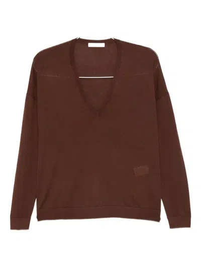 Co V-neck Sweater In Brown