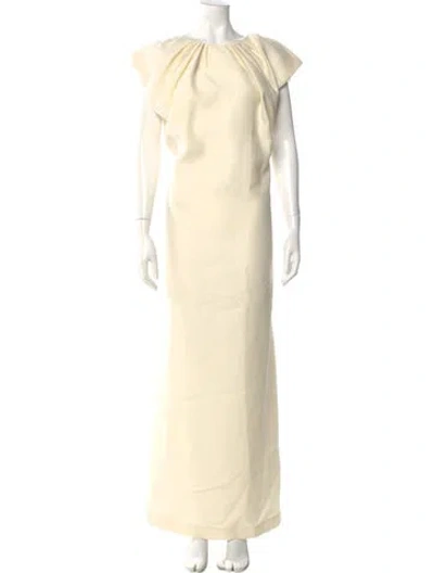 Pre-owned Co Virgin Wool Long Dress In Neutral