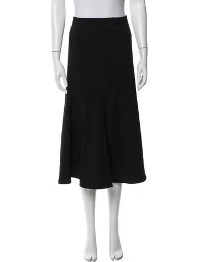 Pre-owned Co Virgin Wool Midi Length Skirt In Black