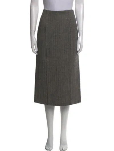 Pre-owned Co Virgin Wool Midi Length Skirt In Gray