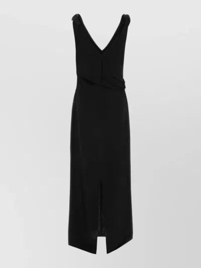 Co Visse Dress V Neckline Sleeveless Midi In Black
