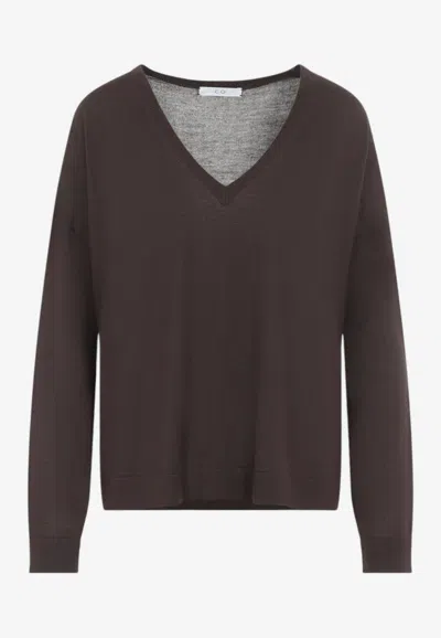 Co V-neck Cashmere Sweater In Brown