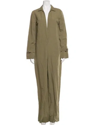 Pre-owned Co V-neck Jumpsuit In Green