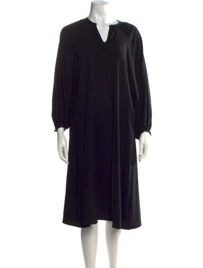 Pre-owned Co V-neck Knee-length Dress In Black