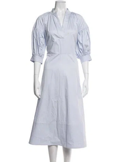 Pre-owned Co V-neck Knee-length Dress In Blue