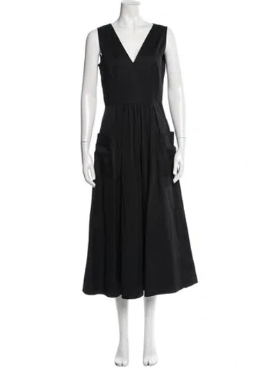 Pre-owned Co V-neck Long Dress In Black