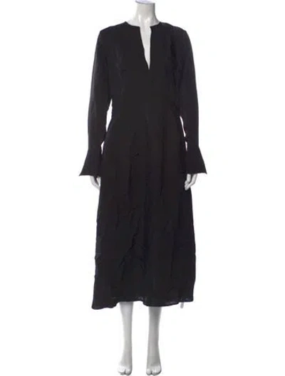 Pre-owned Co V-neck Long Dress In Black