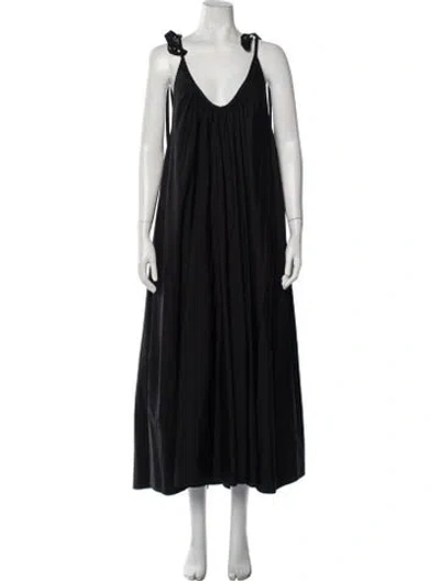 Pre-owned Co V-neck Long Dress In Black