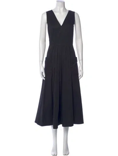 Pre-owned Co V-neck Long Dress In Blue