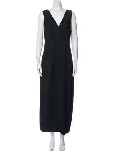 Pre-owned Co V-neck Long Dress In Blue