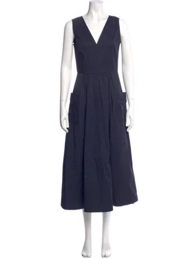 Pre-owned Co V-neck Long Dress In Blue