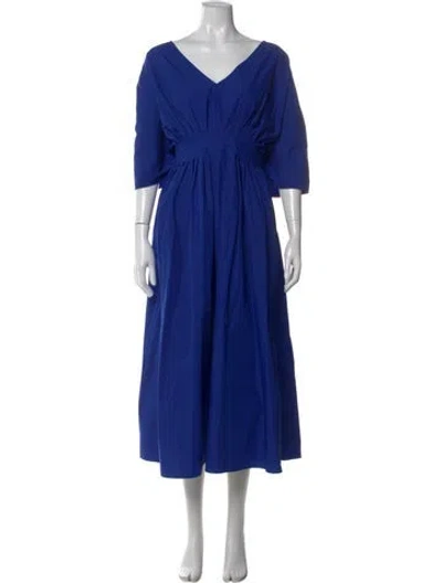 Pre-owned Co V-neck Long Dress In Blue