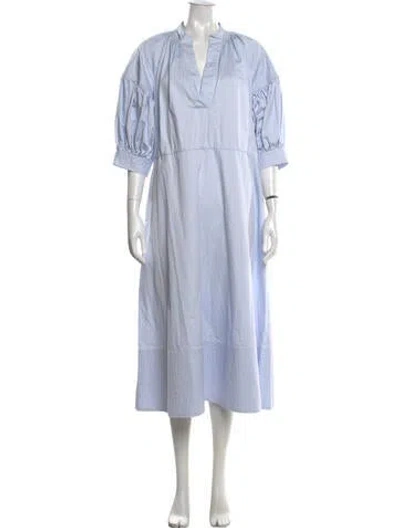 Pre-owned Co V-neck Long Dress In Blue
