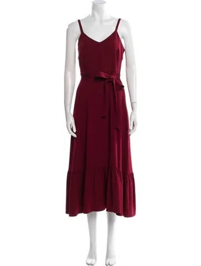 Pre-owned Co V-neck Long Dress In Burgundy