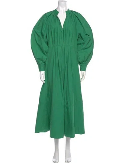 Pre-owned Co V-neck Long Dress In Green